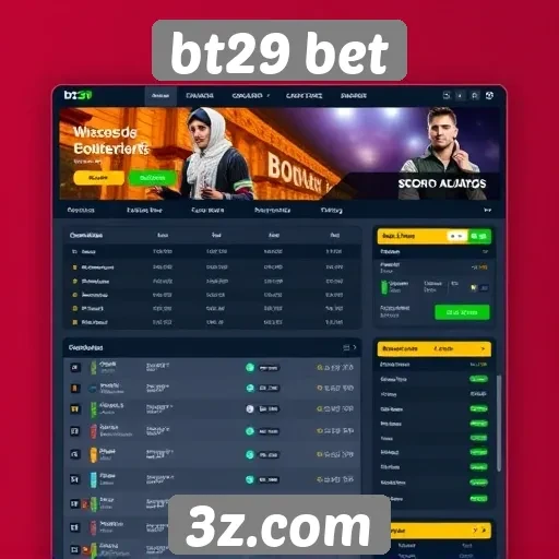 Interface do usuário do site bt29 bet em foco